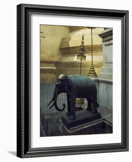 Statue of One of White Elephants at Temple of the Emerald Buddha-null-Framed Photographic Print