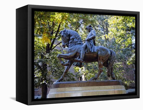 Statue of Paul Revere Near Old North Church, Boston, Massachusetts, USA-Fraser Hall-Framed Premier Image Canvas