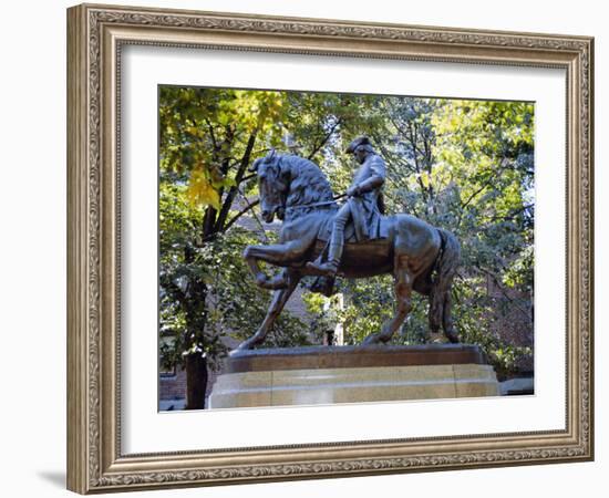 Statue of Paul Revere Near Old North Church, Boston, Massachusetts, USA-Fraser Hall-Framed Photographic Print