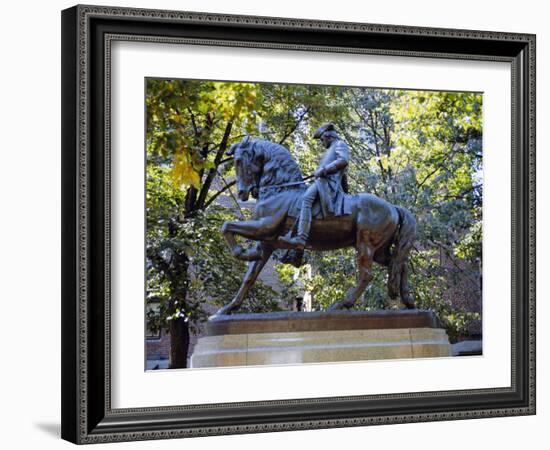 Statue of Paul Revere Near Old North Church, Boston, Massachusetts, USA-Fraser Hall-Framed Photographic Print