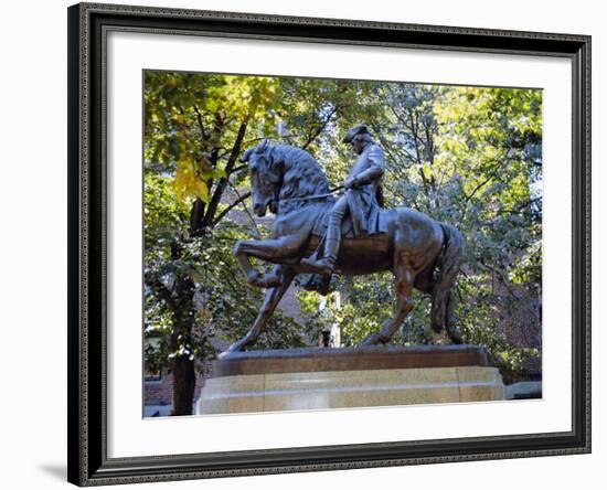 Statue of Paul Revere Near Old North Church, Boston, Massachusetts, USA-Fraser Hall-Framed Photographic Print