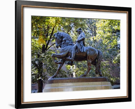 Statue of Paul Revere Near Old North Church, Boston, Massachusetts, USA-Fraser Hall-Framed Photographic Print