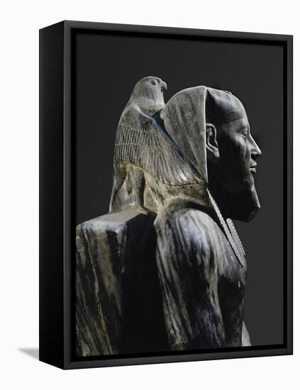 Statue of Pharaoh Khafre Enthroned-null-Framed Stretched Canvas