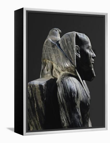Statue of Pharaoh Khafre Enthroned-null-Framed Stretched Canvas
