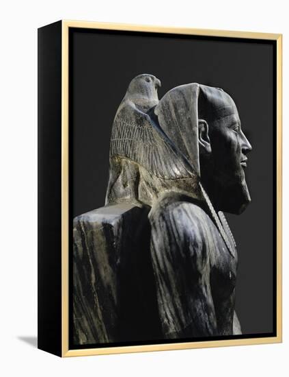 Statue of Pharaoh Khafre Enthroned-null-Framed Stretched Canvas