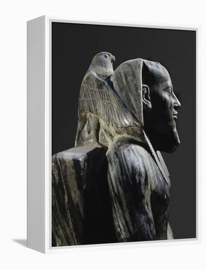 Statue of Pharaoh Khafre Enthroned-null-Framed Stretched Canvas