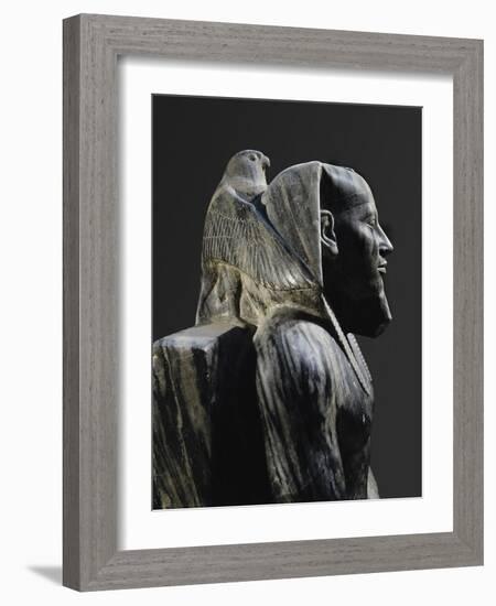 Statue of Pharaoh Khafre Enthroned-null-Framed Photo