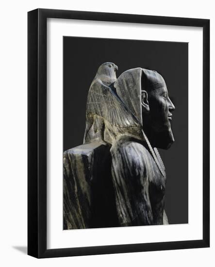 Statue of Pharaoh Khafre Enthroned-null-Framed Photo