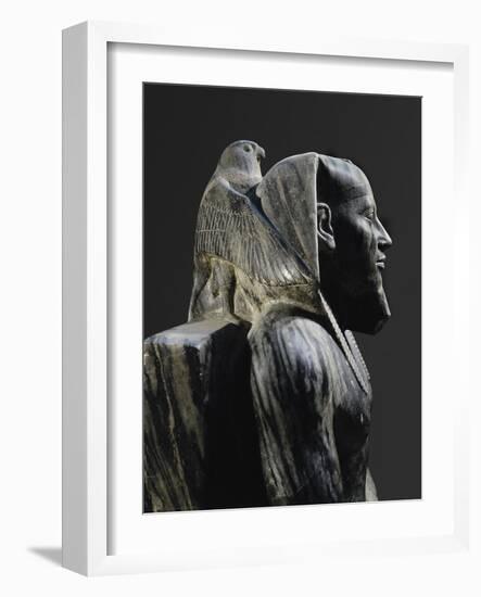 Statue of Pharaoh Khafre Enthroned-null-Framed Photo