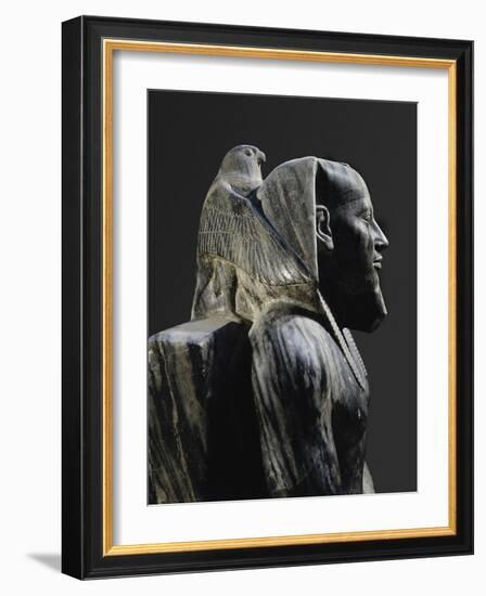 Statue of Pharaoh Khafre Enthroned-null-Framed Photo