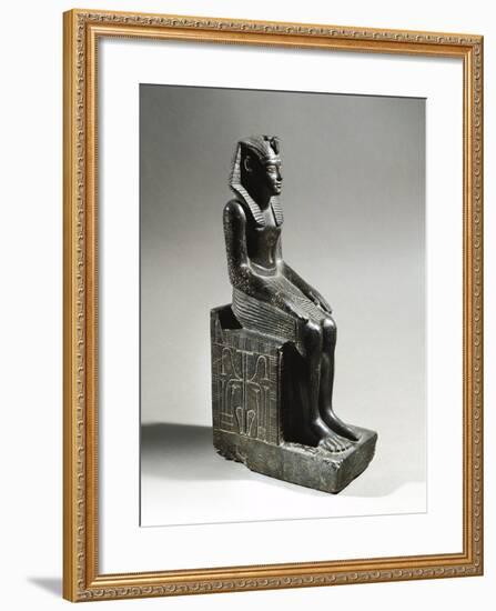 Statue of Pharaoh Neferhotep I. Microgabbro, from El Fayum-null-Framed Giclee Print