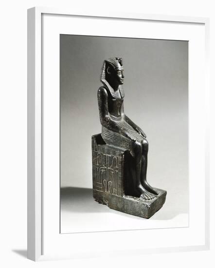 Statue of Pharaoh Neferhotep I. Microgabbro, from El Fayum-null-Framed Giclee Print