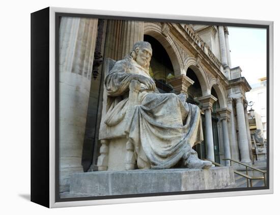 Statue of Playwright Moliere Outside Theatre, Old City, Avignon, Rhone Valley, Provence, France-David Lomax-Framed Premier Image Canvas