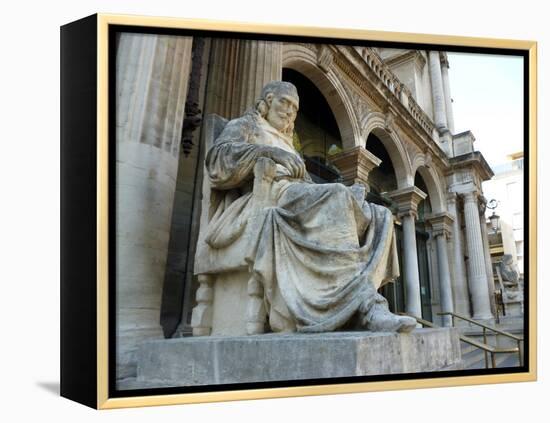 Statue of Playwright Moliere Outside Theatre, Old City, Avignon, Rhone Valley, Provence, France-David Lomax-Framed Premier Image Canvas