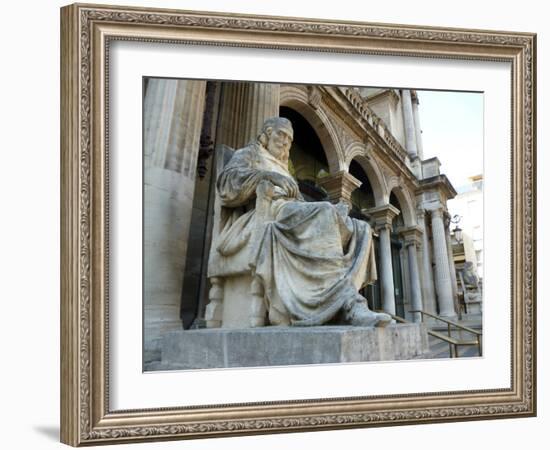 Statue of Playwright Moliere Outside Theatre, Old City, Avignon, Rhone Valley, Provence, France-David Lomax-Framed Photographic Print