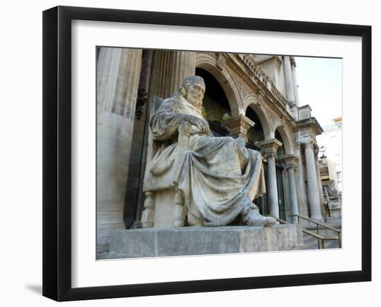 Statue of Playwright Moliere Outside Theatre, Old City, Avignon, Rhone Valley, Provence, France-David Lomax-Framed Photographic Print
