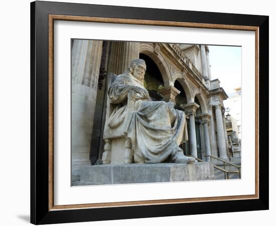 Statue of Playwright Moliere Outside Theatre, Old City, Avignon, Rhone Valley, Provence, France-David Lomax-Framed Photographic Print