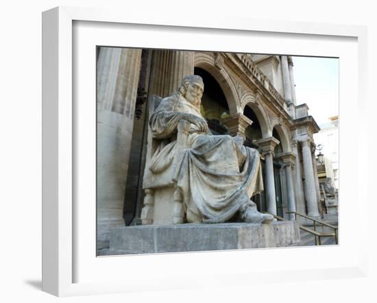 Statue of Playwright Moliere Outside Theatre, Old City, Avignon, Rhone Valley, Provence, France-David Lomax-Framed Photographic Print