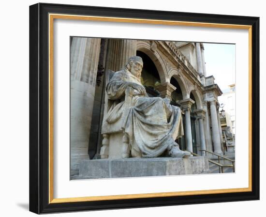 Statue of Playwright Moliere Outside Theatre, Old City, Avignon, Rhone Valley, Provence, France-David Lomax-Framed Photographic Print