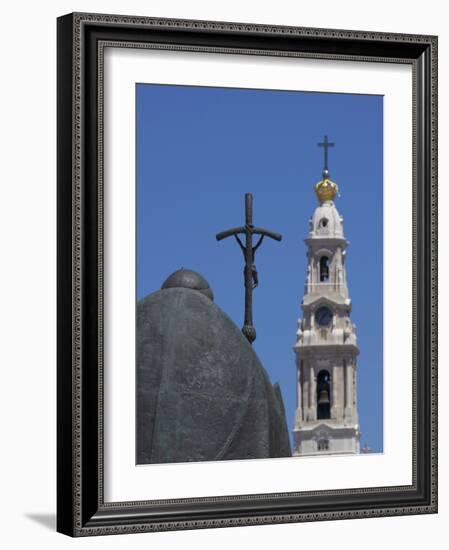 Statue of Pope John Paul II and Basilica, Fatima, Portugal, Europe-Jeremy Lightfoot-Framed Photographic Print