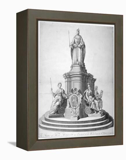 Statue of Queen Anne Erected as a Celebration of the Completion of St Paul's Cathedral, 1713-null-Framed Premier Image Canvas