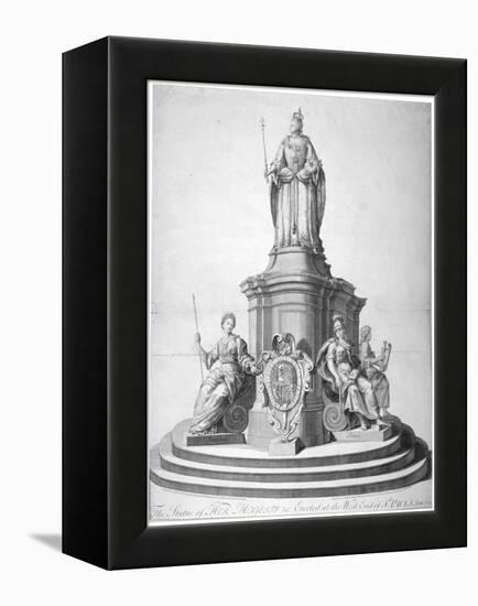 Statue of Queen Anne Erected as a Celebration of the Completion of St Paul's Cathedral, 1713-null-Framed Premier Image Canvas