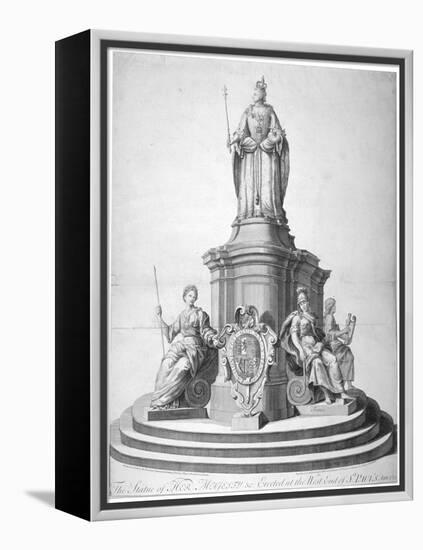 Statue of Queen Anne Erected as a Celebration of the Completion of St Paul's Cathedral, 1713-null-Framed Premier Image Canvas