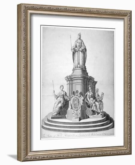 Statue of Queen Anne Erected as a Celebration of the Completion of St Paul's Cathedral, 1713-null-Framed Giclee Print
