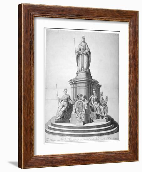 Statue of Queen Anne Erected as a Celebration of the Completion of St Paul's Cathedral, 1713-null-Framed Giclee Print