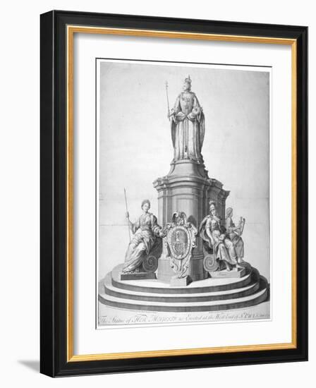 Statue of Queen Anne Erected as a Celebration of the Completion of St Paul's Cathedral, 1713-null-Framed Giclee Print