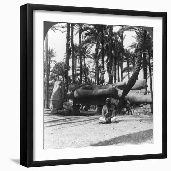 Statue of Ramses II, an Embellishment of His Temple at Memphis, Egypt, 1905-Underwood & Underwood-Framed Photographic Print