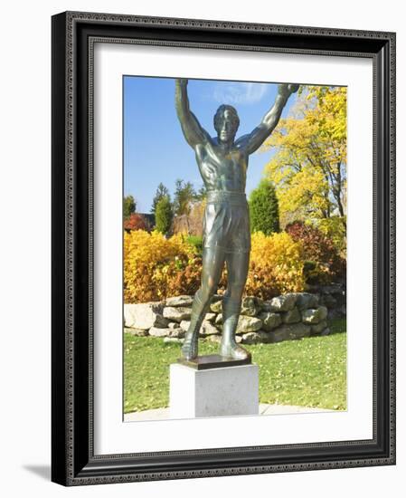 Statue of Rocky Balboa in a Park, Philadelphia Museum of Art, Benjamin Franklin Parkway-null-Framed Photographic Print