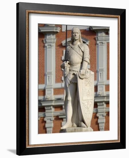 Statue of Roland in Front of the House of the Blackheads, Melngalvju Nams, Town Hall Square, Riga-Gary Cook-Framed Photographic Print