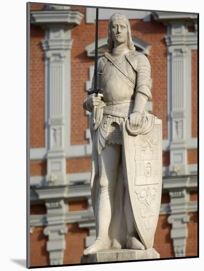 Statue of Roland in Front of the House of the Blackheads, Melngalvju Nams, Town Hall Square, Riga-Gary Cook-Mounted Photographic Print