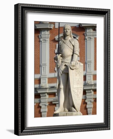 Statue of Roland in Front of the House of the Blackheads, Melngalvju Nams, Town Hall Square, Riga-Gary Cook-Framed Photographic Print