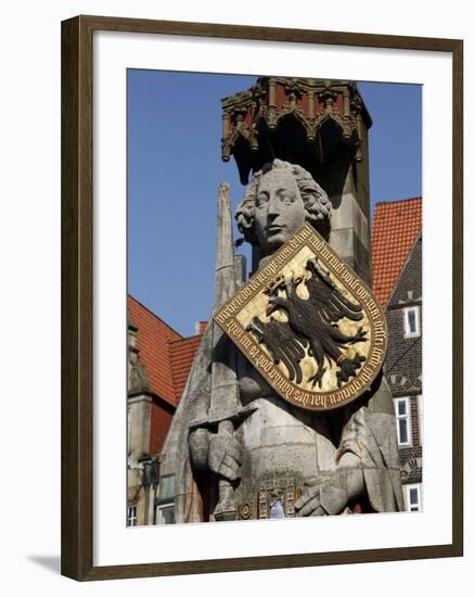 Statue of Roland, Market Square, UNESCO World Heritage Site, Bremen, Germany, Europe-Hans Peter Merten-Framed Photographic Print