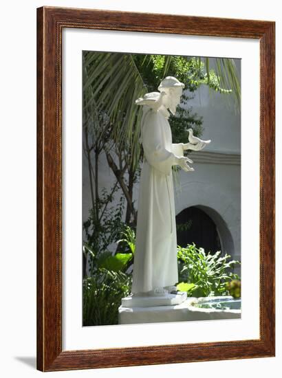 Statue of Saint Francis of Assisi in the Garden of San Diego Mission, California-null-Framed Photographic Print