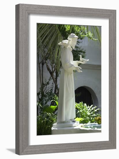 Statue of Saint Francis of Assisi in the Garden of San Diego Mission, California-null-Framed Photographic Print