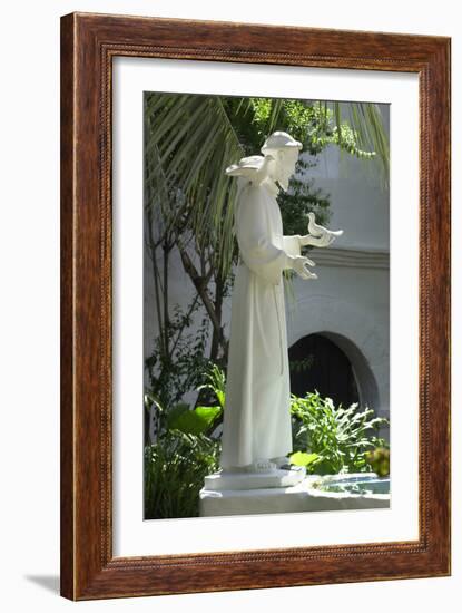 Statue of Saint Francis of Assisi in the Garden of San Diego Mission, California-null-Framed Photographic Print