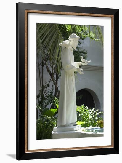 Statue of Saint Francis of Assisi in the Garden of San Diego Mission, California-null-Framed Photographic Print