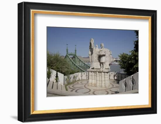 Statue of Saint Stephen Kiraly Near Liberty Bridge, Budapest, Hungary, Europe-Julian Pottage-Framed Photographic Print