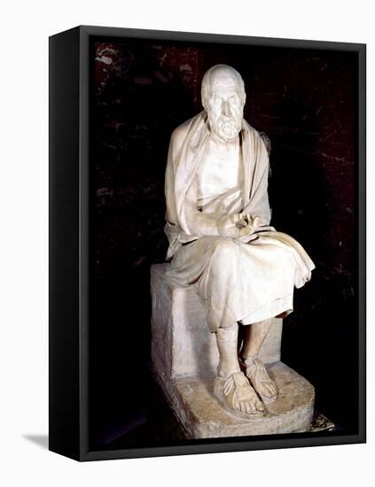 Statue of Seated Man Said to Be Herodotus, Ancient Greek Historian-null-Framed Premier Image Canvas