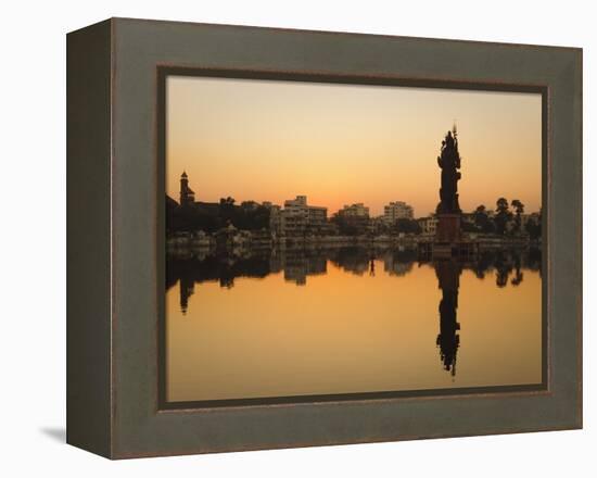 Statue of Shiva Rising Out of a Lake Sur Sagar in the Centre of Vadodara, Gujarat, India, Asia-Mark Chivers-Framed Premier Image Canvas