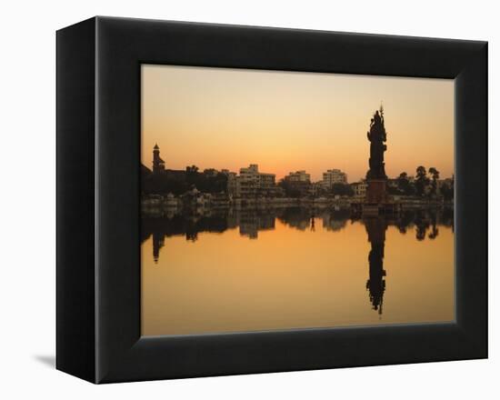 Statue of Shiva Rising Out of a Lake Sur Sagar in the Centre of Vadodara, Gujarat, India, Asia-Mark Chivers-Framed Premier Image Canvas