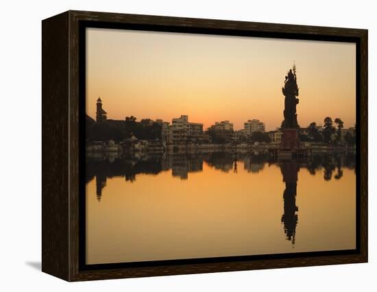 Statue of Shiva Rising Out of a Lake Sur Sagar in the Centre of Vadodara, Gujarat, India, Asia-Mark Chivers-Framed Premier Image Canvas