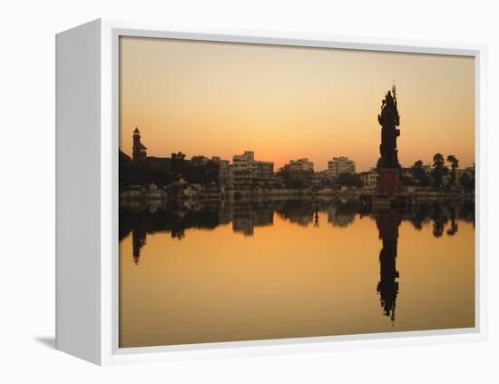 Statue of Shiva Rising Out of a Lake Sur Sagar in the Centre of Vadodara, Gujarat, India, Asia-Mark Chivers-Framed Premier Image Canvas