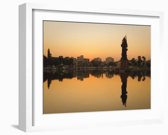 Statue of Shiva Rising Out of a Lake Sur Sagar in the Centre of Vadodara, Gujarat, India, Asia-Mark Chivers-Framed Photographic Print