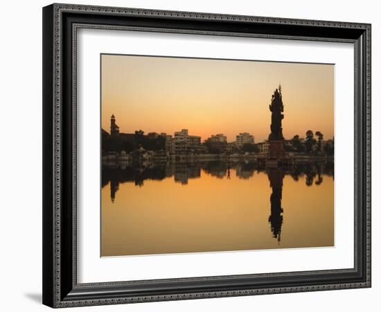 Statue of Shiva Rising Out of a Lake Sur Sagar in the Centre of Vadodara, Gujarat, India, Asia-Mark Chivers-Framed Photographic Print