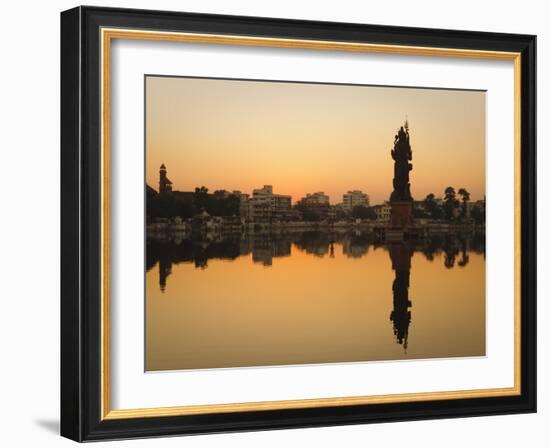 Statue of Shiva Rising Out of a Lake Sur Sagar in the Centre of Vadodara, Gujarat, India, Asia-Mark Chivers-Framed Photographic Print