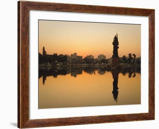 Statue of Shiva Rising Out of a Lake Sur Sagar in the Centre of Vadodara, Gujarat, India, Asia-Mark Chivers-Framed Photographic Print